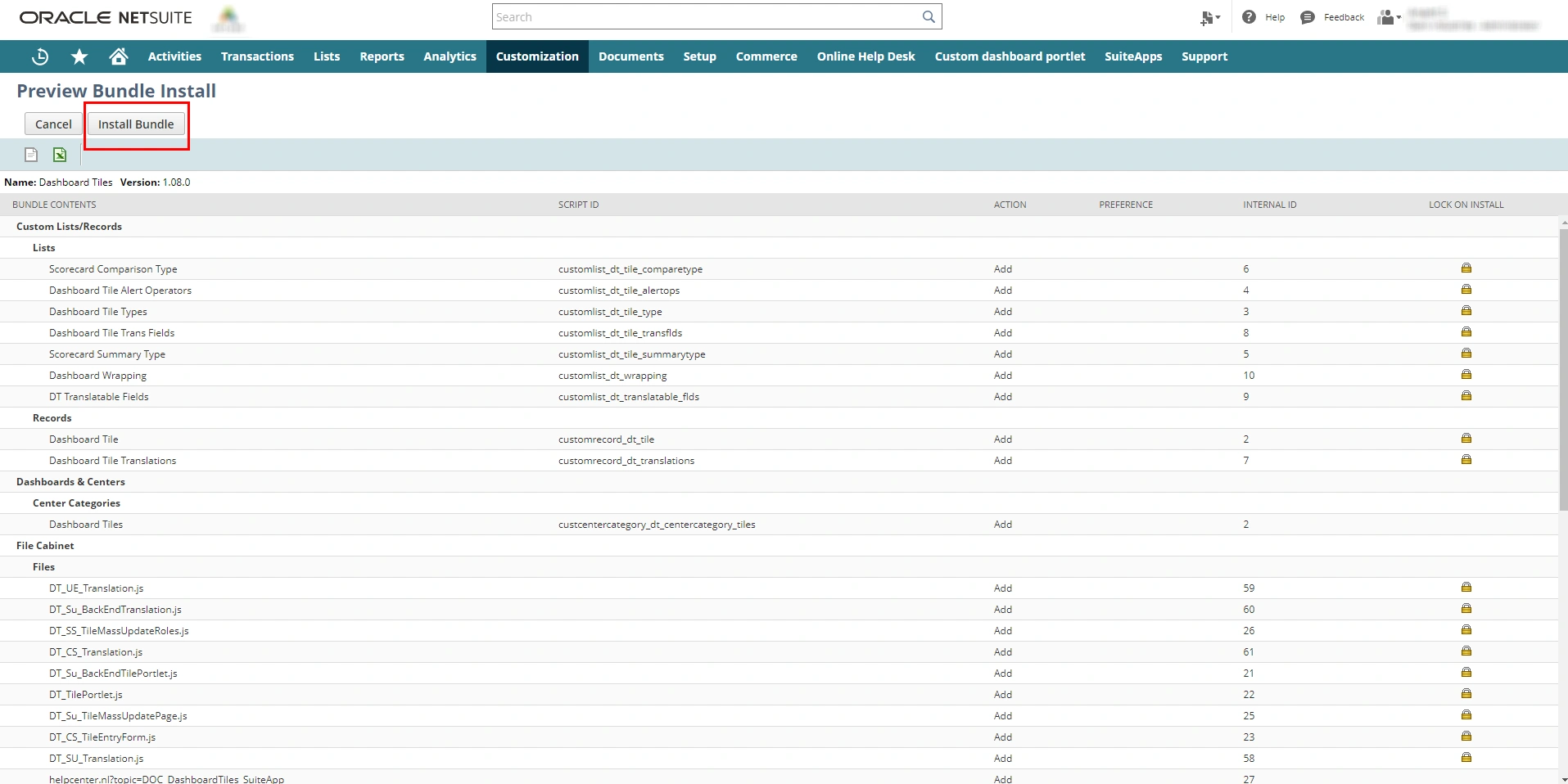 Click on install bundle
